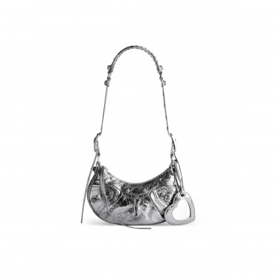 BALENCIAGA WOMEN'S LE CAGOLE SHOULDER BAG XS IN SILVER 6713090GT3Y8103 (25.9*16*9.9cm)